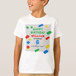 Camiseta Aniversário de criança Colorida Building Blocks