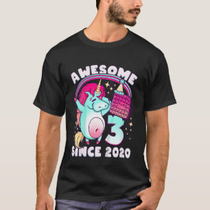 Camiseta Aniversário de criança de 3 anos, nascer 2020, Uni