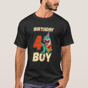 Camiseta Aniversário de criança De 4 Anos Dinossauro Rex Co
