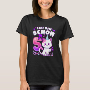 Camiseta Aniversário de criança de 5 anos, K-pop, gatinha,