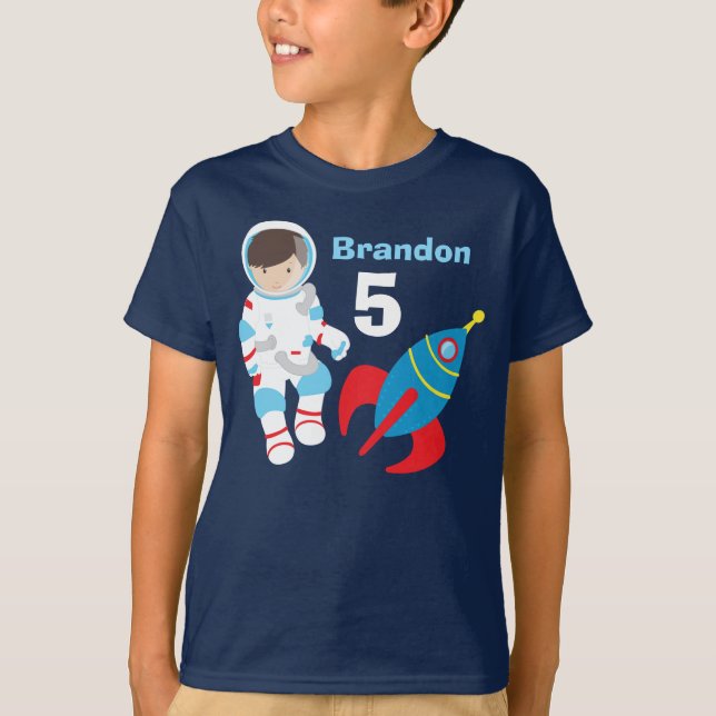 Camiseta Aniversário de criança de Espaço Exterior do Astro (Frente)