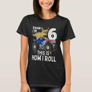 Camiseta Aniversário de criança Dinossauro Rex Monster 6 B