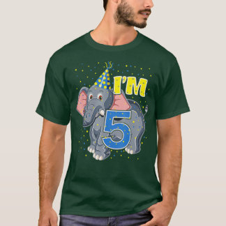 Camiseta Aniversário de criança Elefante 5 anos5 de zoológi
