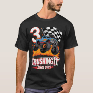 Camiseta Aniversário de criança Monster Truck 3 Anos Menino