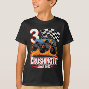 Camiseta Aniversário de criança Monster Truck 3 Anos Menino
