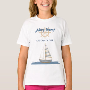 Camiseta Aniversário de criança náutico   Marinho Azul e Ba