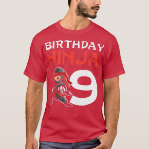 Camiseta Aniversário de criança Ninja 9 Anos Nove Aniversár