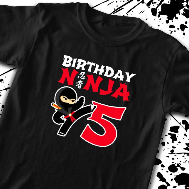 Camiseta Aniversário de criança Ninja - Tema de Partido com (Criador carregado)