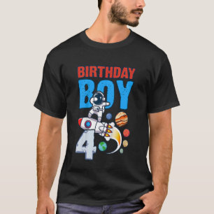 Camiseta Aniversário de criança Rapaz Espacial De 4 Anos Es