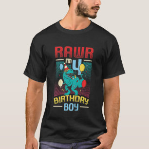 Camiseta aniversário de criança Trex Dinossaur 4º Aniversár