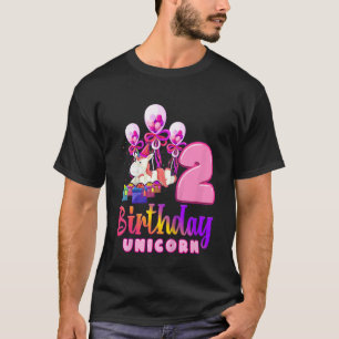 Camiseta Aniversário de criança Unicorn 2 Rapariga 2 Anos A