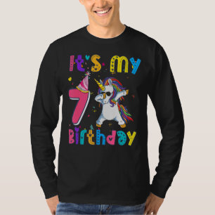 Camiseta Aniversário de criança Unicorn 7 tenho 7 anos