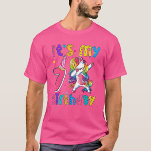 Camiseta Aniversário de criança Unicorn 7 tenho 7 anos 1