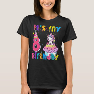 Camiseta Aniversário de criança Unicorn 8º eu tenho 8 anos