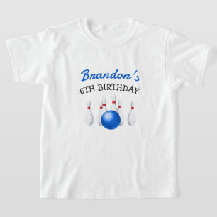 Camiseta Aniversário de criança Vermelho e Boliche Azul Div