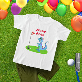Camiseta Aniversário de Crianças Tema de Golfe Dinossauro F