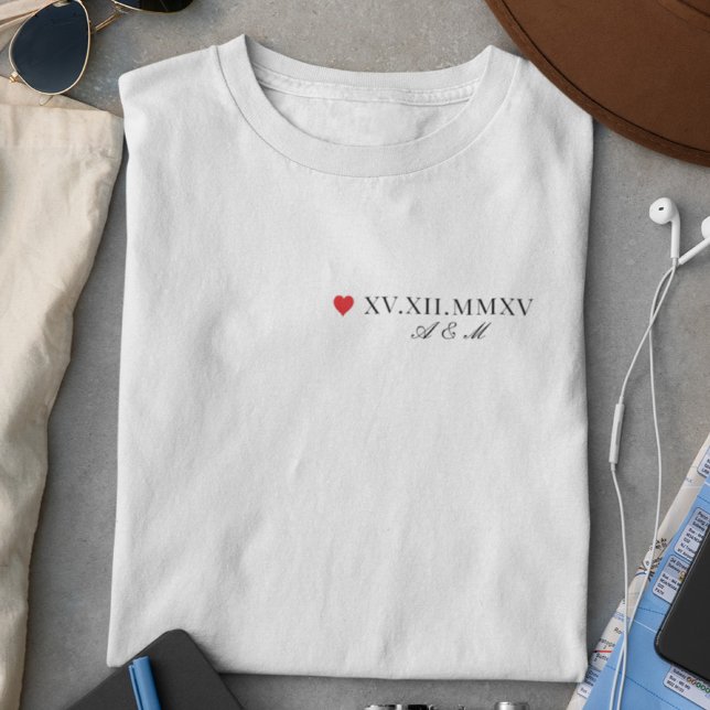 Camiseta Aniversário de Data Numérica Romana Personalizada (Criador carregado)