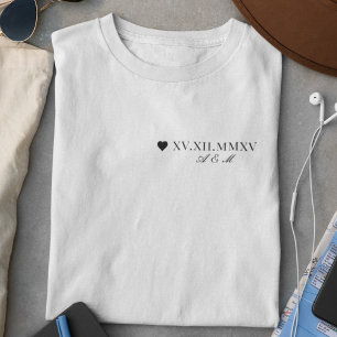 Camiseta Aniversário de Data Numérica Romana Personalizada