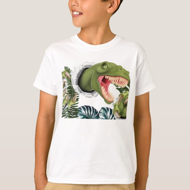Camiseta Aniversário de Dinossauro 3D (Frente)