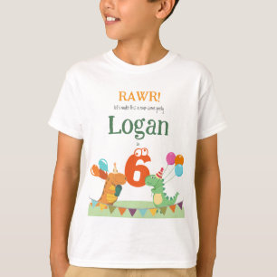 Camiseta Aniversário de Dinossauro de Criança Convidado de 