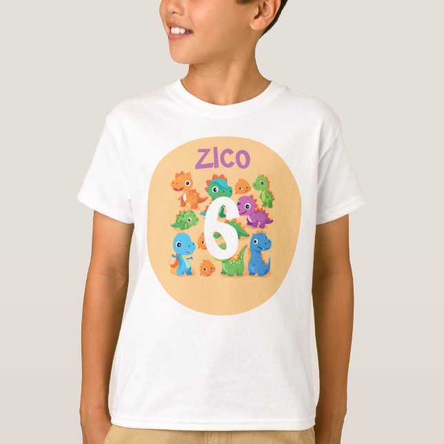 Camiseta Aniversário de Dinossauro Personalizado  (Frente)