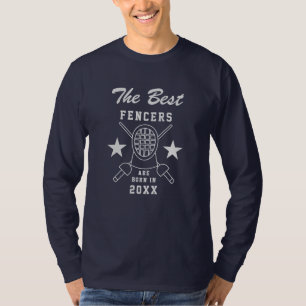 Camiseta Aniversário de Esgrima do Ano de Nascimento do Nom