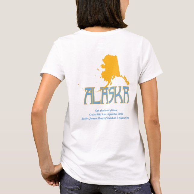 Camiseta Aniversário de Férias do Cruise do Alaska (Verso)