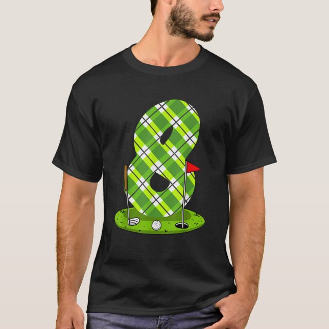 Camiseta Aniversário De Golfe Para Crianças Oitava Golfe De (Frente)