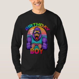 Camiseta Aniversário de Gorila Gorila Engraçado Meninos Adu