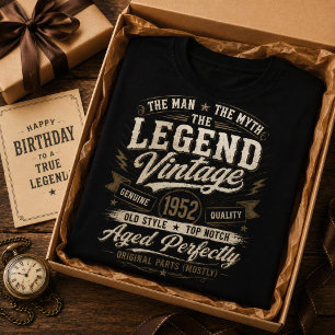 Camiseta Aniversário de Homem Mito Lenda Vintage 1952 74º A