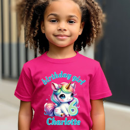 Camiseta Aniversário de Magalhães de unicórnio Rosa-Rosa