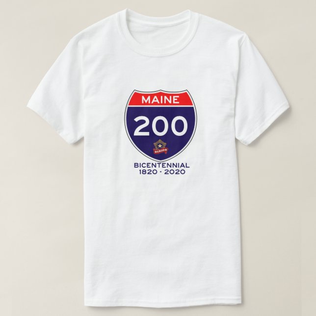 Camiseta Aniversário de Maine 200th bicentenário (Frente do Design)