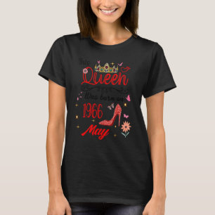 Camiseta Aniversário De Maio De 1966 Esta Rainha Foi Nascer