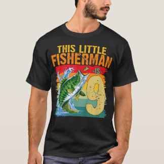Camiseta Aniversário de Menino de 9 Anos Pescando