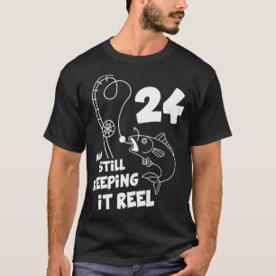 Camiseta Aniversário de Pesca 24º Bday Fisher Aniversário G