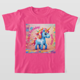 Camiseta Aniversário de Pinata de Unicórnio Colorido