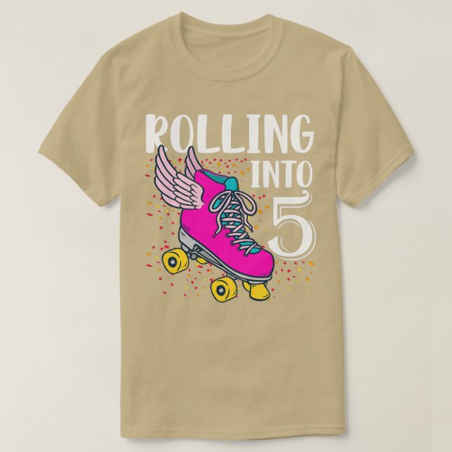 Camiseta Aniversário De Raparigas De 5 Anos (Frente do Design)