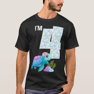 Camiseta Aniversário de Tartaruga-do-mar... sou 4 Época de