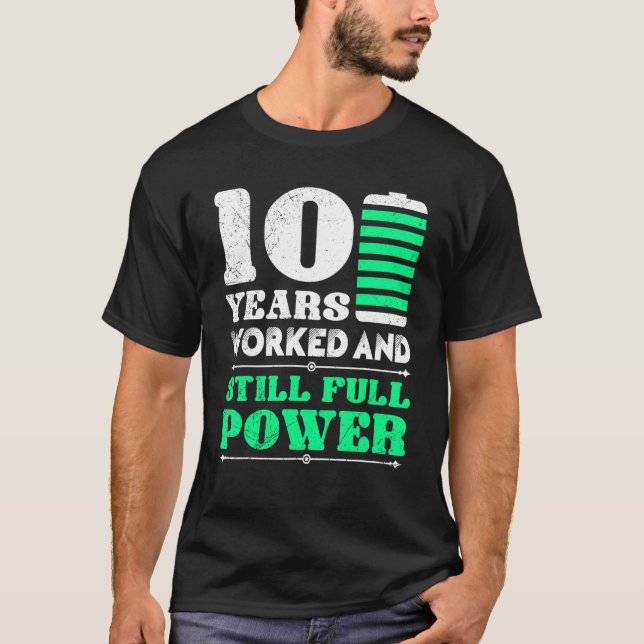 Camiseta Aniversário de Trabalho 10 Anos Aniversário da Emp (Frente)