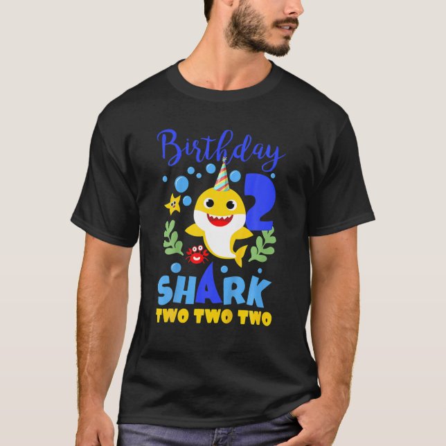 Camiseta Aniversário De Tubarão Para Um Menino De 2 Anos De (Frente)