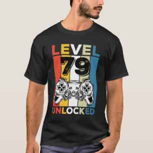Camiseta Aniversário Desbloqueado Nível 79 79 Jogos Vintage