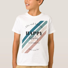 Camiseta Aniversário design minimalista em cores pastosas