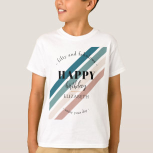 Camiseta Aniversário design minimalista em cores pastosas