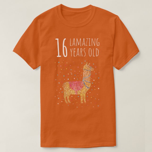 Camiseta Aniversário Dezesseis 16 Llama Alpaca (Frente do Design)