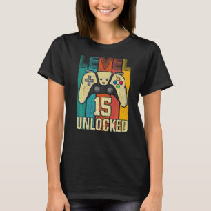 Camiseta Aniversário do 15 de jogador de vídeo desbloqueado