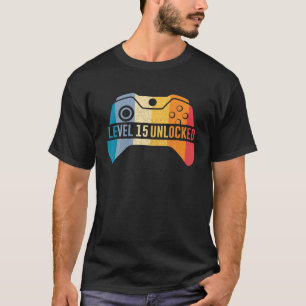 Camiseta Aniversário do 15 de jogador de vídeo desbloqueado