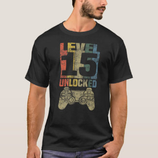 Camiseta Aniversário do 15 de jogador de vídeo desbloqueado