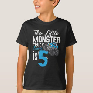 Camiseta Aniversário do 5 do pequeno caminhão monstro