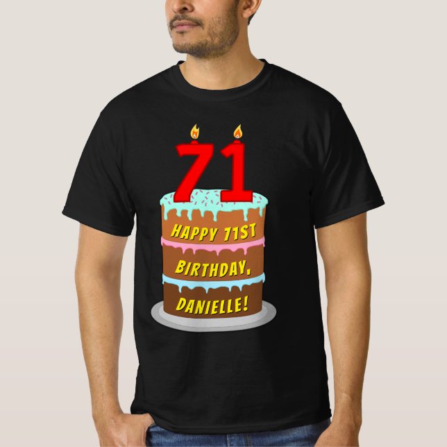 Camiseta Aniversário do 71rua — Bolo e Velas Divertidas, co (Frente)