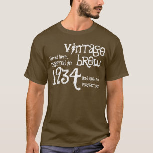 Camiseta aniversário do 80 branco de Brown do vintage de